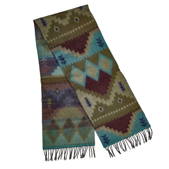 Softer Than Cashmere Scarf Southwest Aztec Geometric Fringe Winter Boho 66x12 - Picture 1 of 3